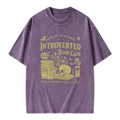 Pagewings Introverted Book Club Unisex Washed T-shirt