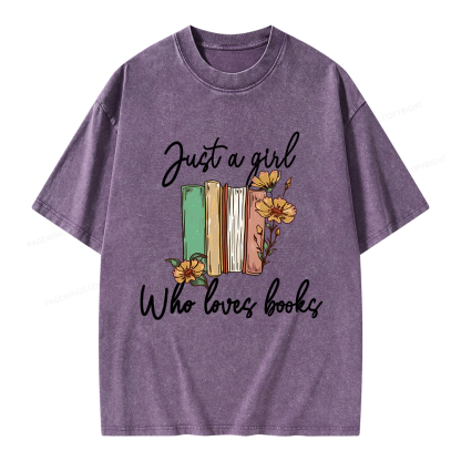 Pagewings Just A Girl Who Loves Books Unisex Washed T-shirt