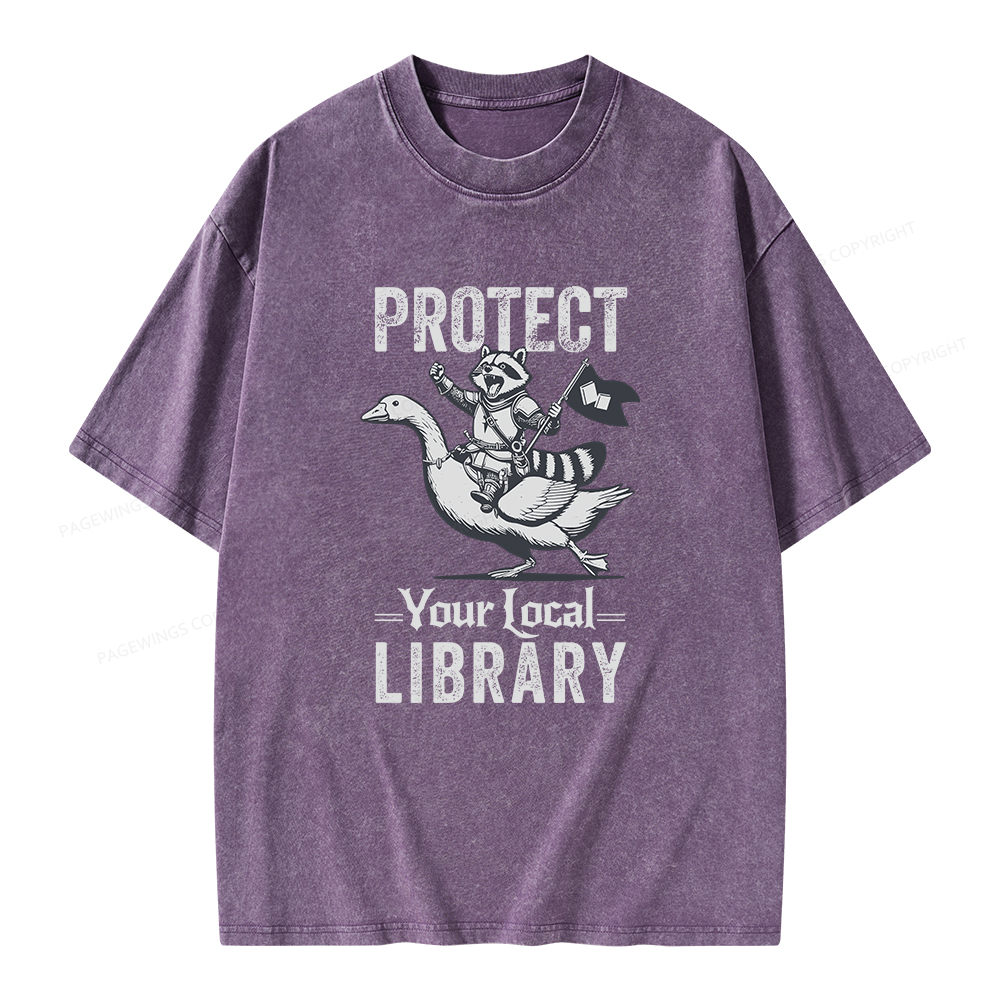 Pagewings Protect Your Local Library Unisex Washed T-shirt