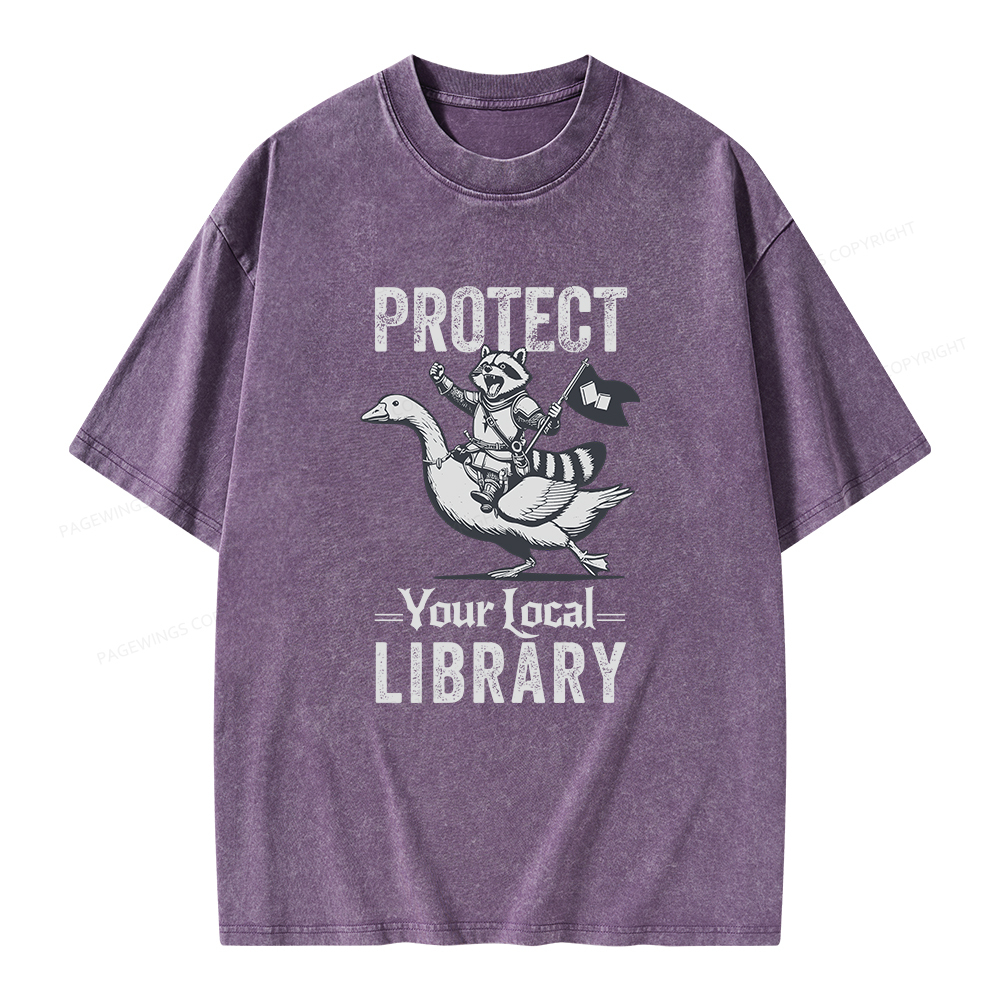 Pagewings Protect Your Local Library Unisex Washed T-shirt