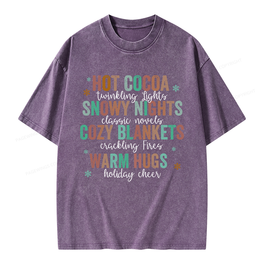 Pagewings Cozy Season Classic Novels Unisex Washed T-shirt