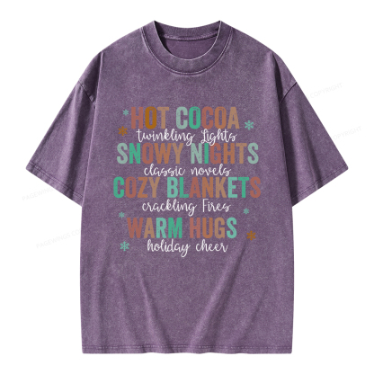 Pagewings Cozy Season Classic Novels Unisex Washed T-shirt