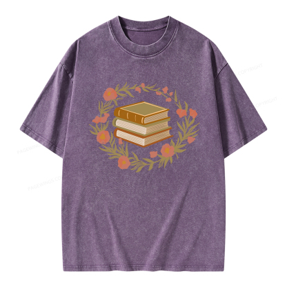 Pagewings Floral Book Lover Unisex Washed T-shirt