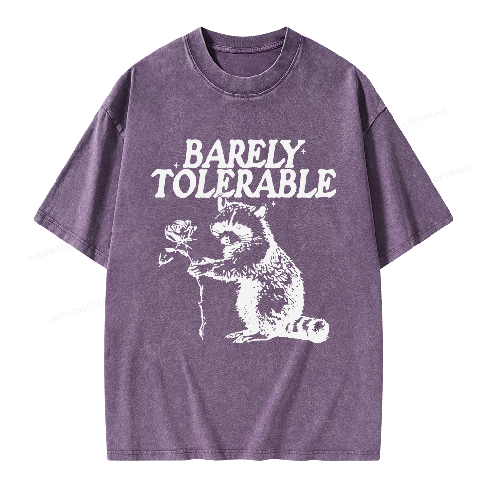 Pagewings Raccoon Barely Tolerable Unisex Washed T-shirt