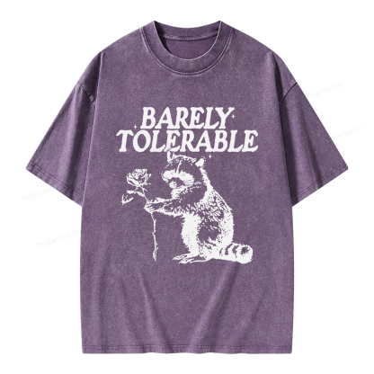 Pagewings Raccoon Barely Tolerable Unisex Washed T-shirt