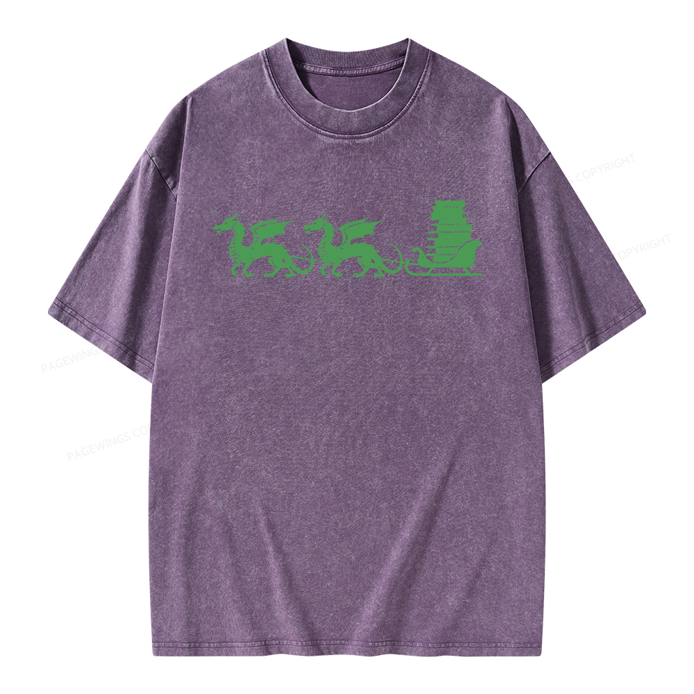 Pagewings Dragon Christmas Unisex Washed T-shirt