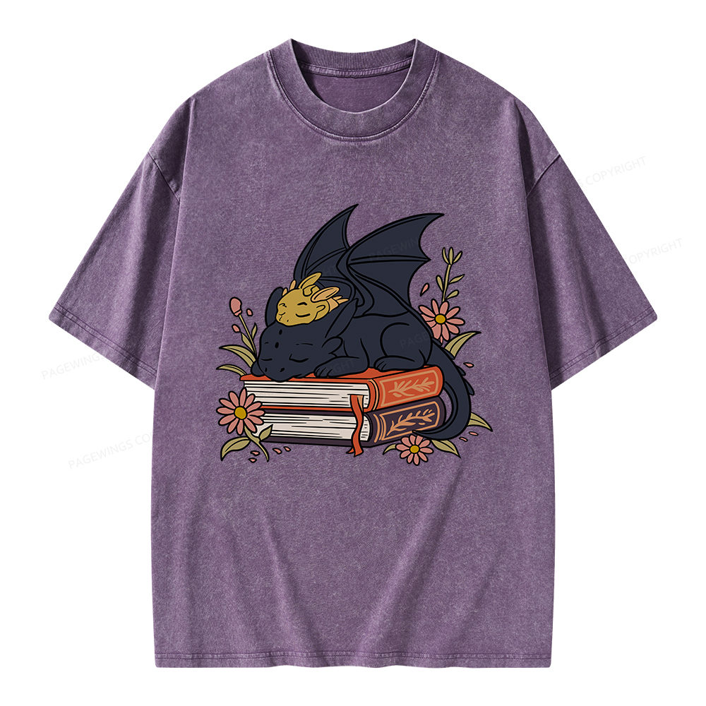 Pagewings Dragon Book Unisex Washed T-shirt