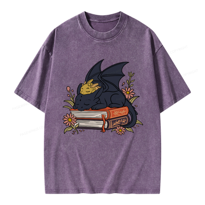 Pagewings Dragon Book Unisex Washed T-shirt