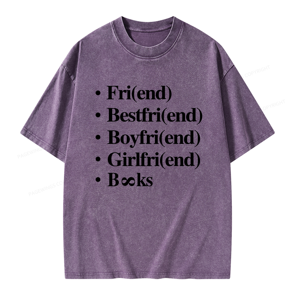 Pagewings Friends Love And Books Matter Unisex Washed T-shirt