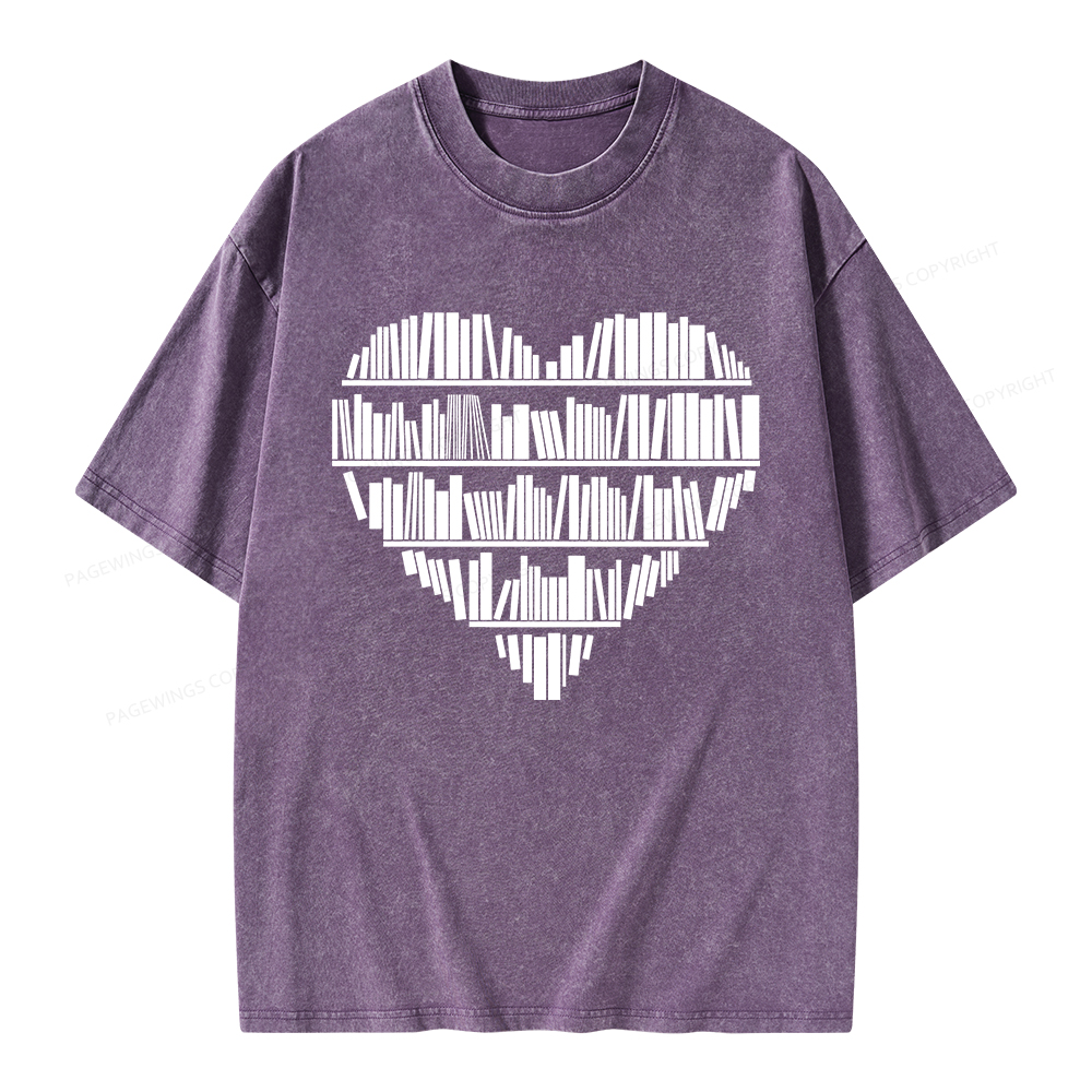 Pagewings Book Lover Valentine's Day Unisex Washed T-shirt