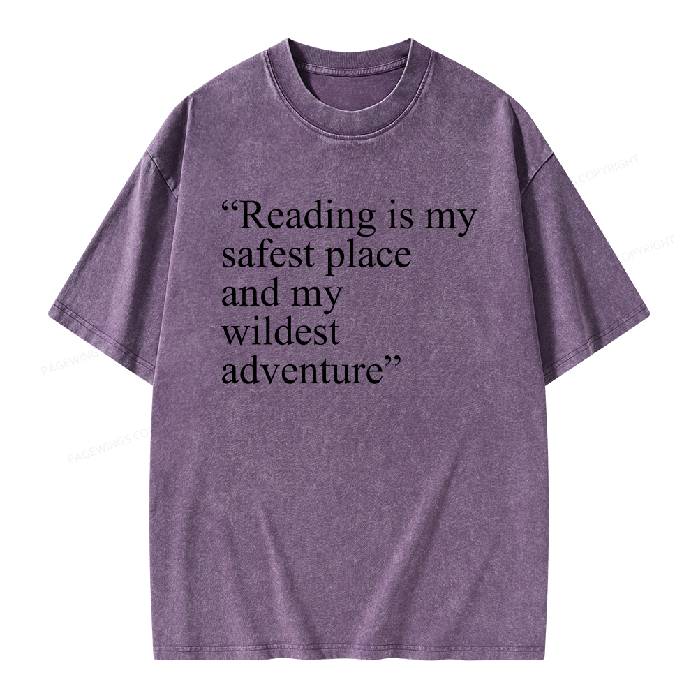 Pagewings Reading Is My Safest Place Unisex Washed T-shirt