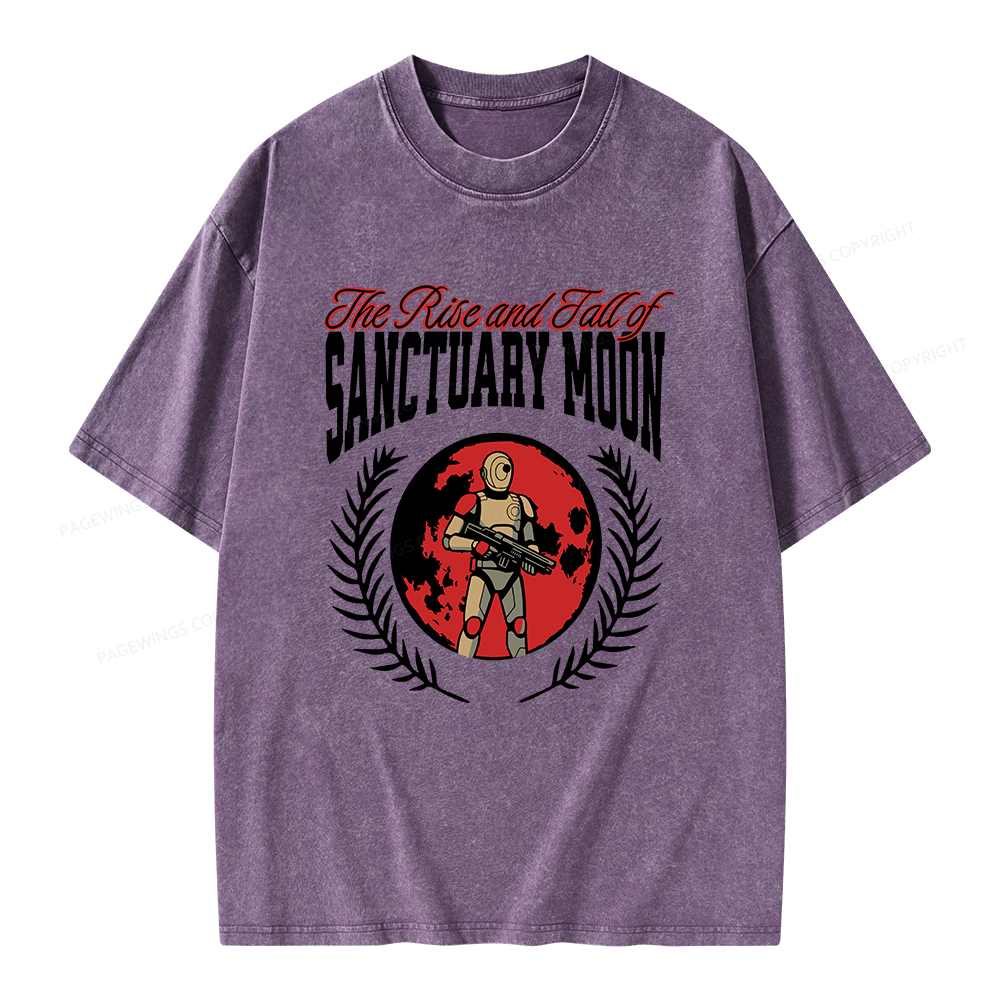 Pagewings The Rise and Fall of Sanctuary Moon Unisex Washed T-shirt