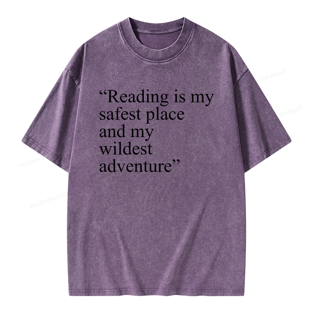 Pagewings Reading Is My Safest Place Unisex Washed T-shirt