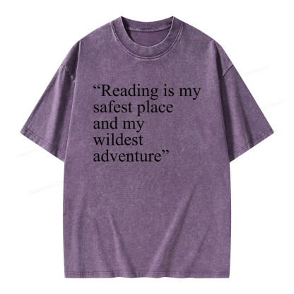 Pagewings Reading Is My Safest Place Unisex Washed T-shirt