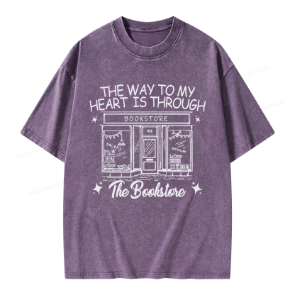 Pagewings The Way To My Heart Is Through The Bookstore Unisex Washed T-shirt