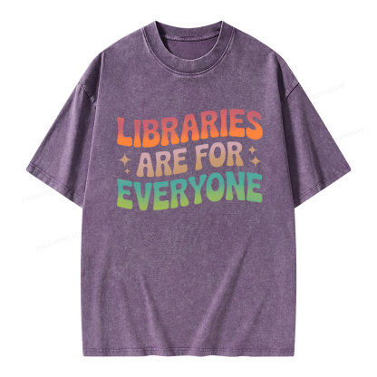 Pagewings Libraries Are For Everyone Unisex Washed T-shirt