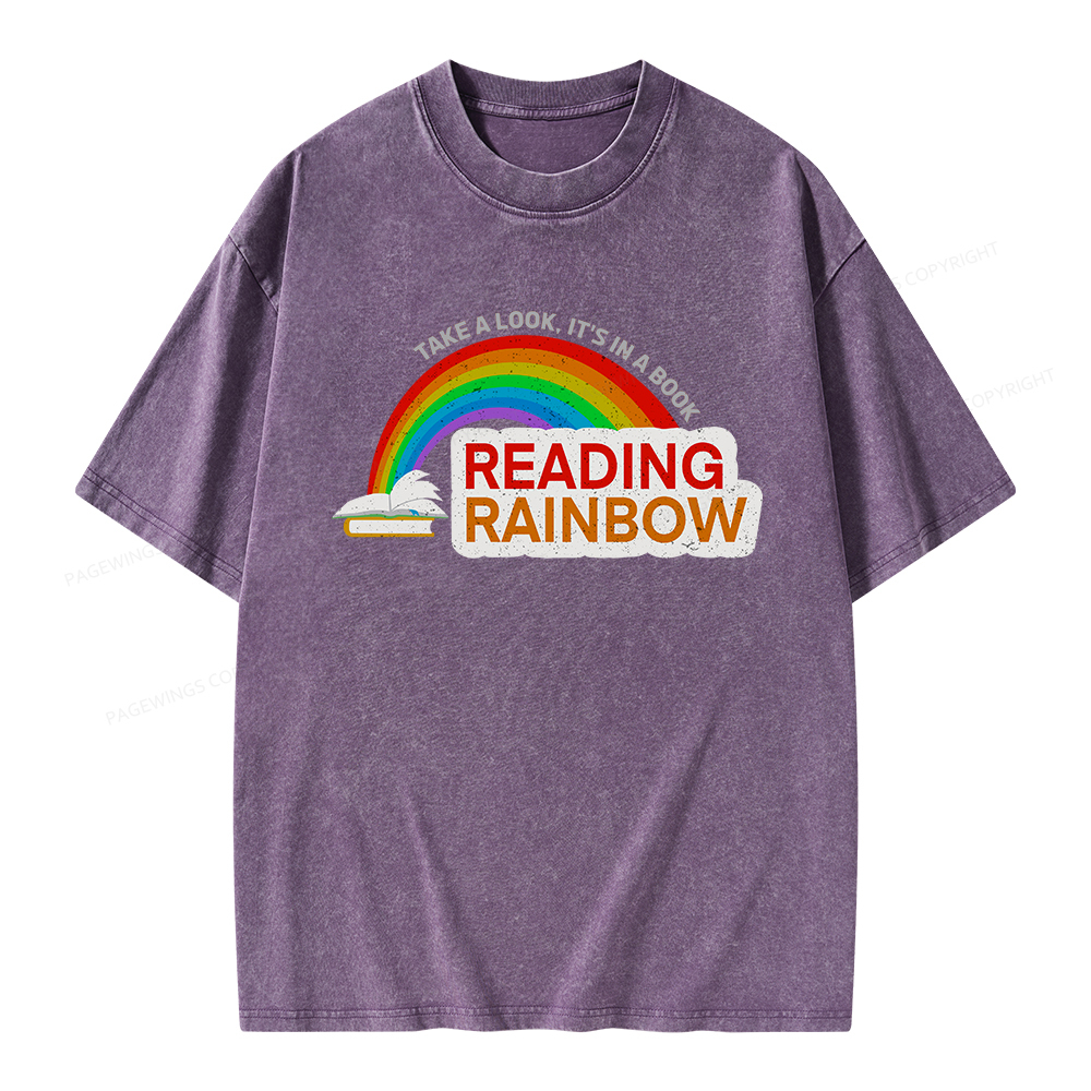 Pagewings Reading With Rainbow Unisex Washed T-shirt