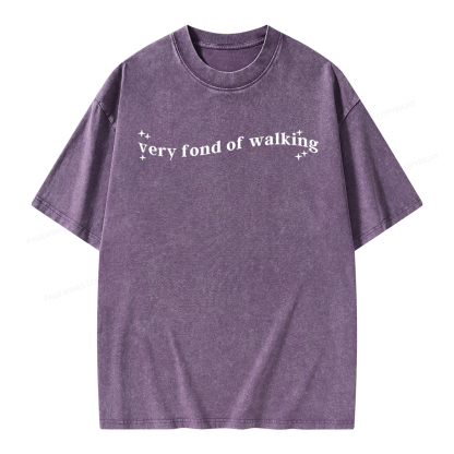 Pagewings Very Fond of Walking Unisex Washed T-shirt