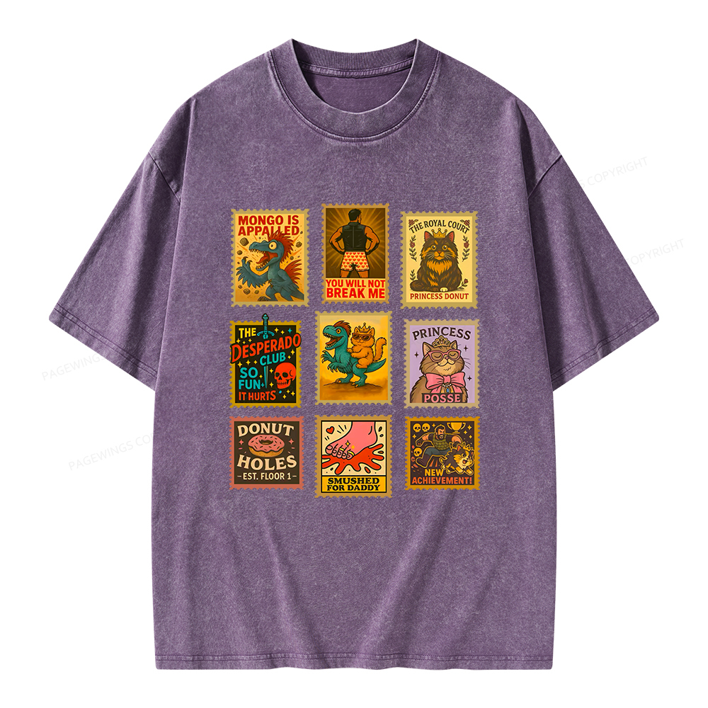 Pagewings Vintage Stamp Unisex Washed T-shirt