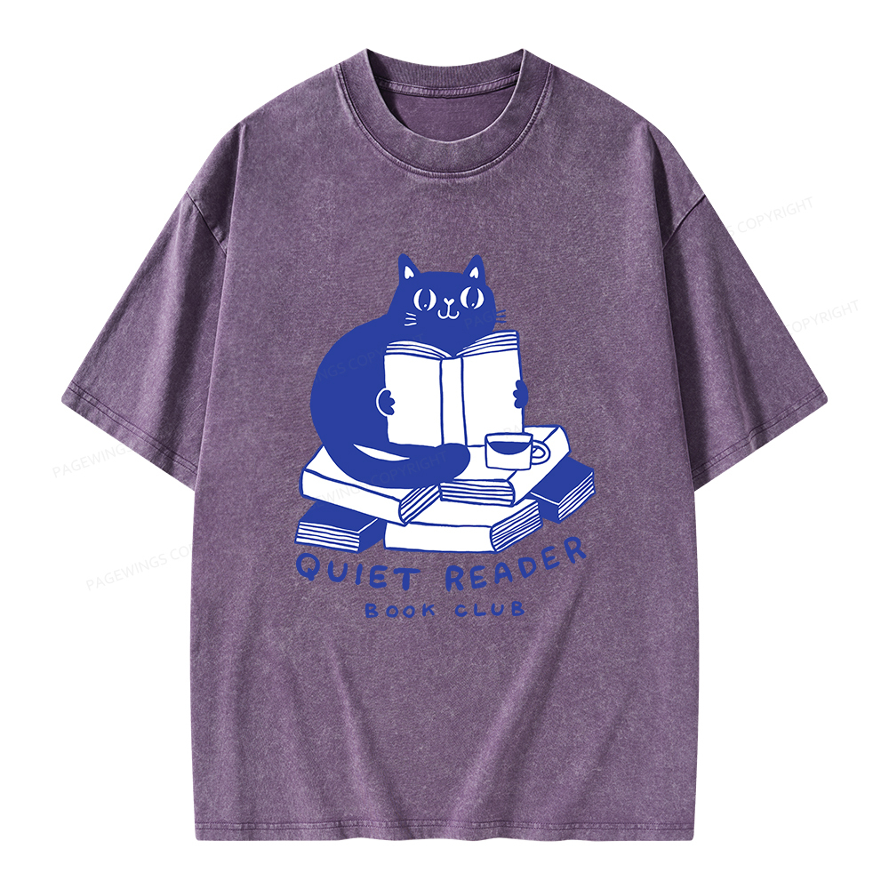 Pagewings Quiet Reader Book Club  Unisex Washed T-shirt