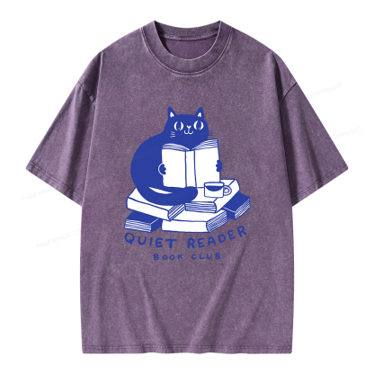 Pagewings Quiet Reader Book Club  Unisex Washed T-shirt
