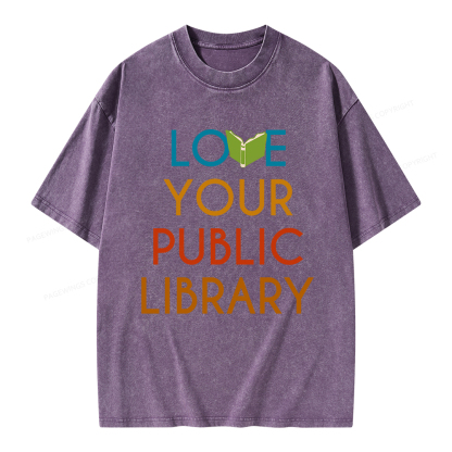 Pagewings Love Your Public Library Unisex Washed T-shirt