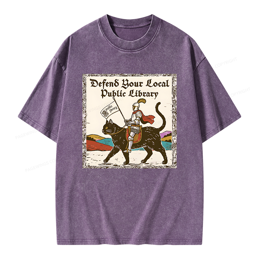 Pagewings Defend Your Local Public Library Unisex Washed T-shirt