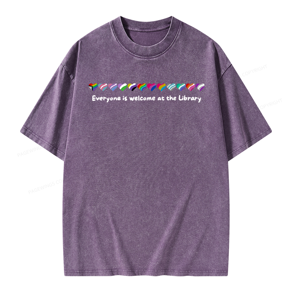 Pagewings Everyone Is Welcome At The Library Unisex Washed T-shirt