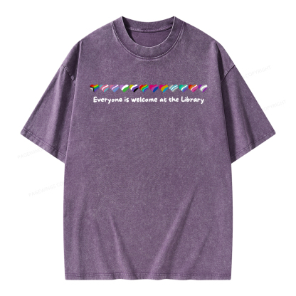 Pagewings Everyone Is Welcome At The Library Unisex Washed T-shirt
