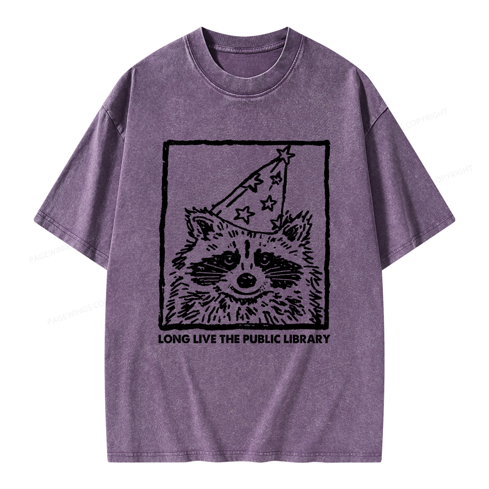 Pagewings Long Live The Public Library Unisex Washed T-shirt