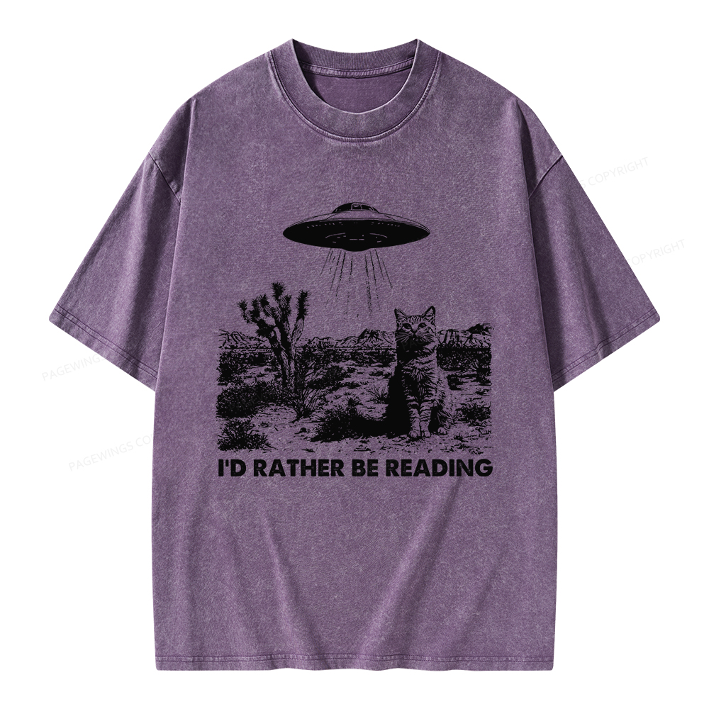 Pagewings I'd Rather Be Reading Unisex Washed T-shirt