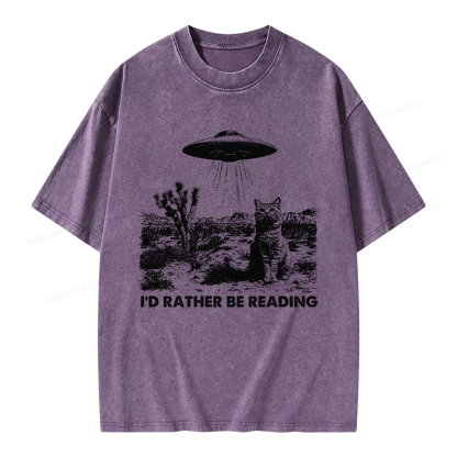 Pagewings I'd Rather Be Reading Unisex Washed T-shirt