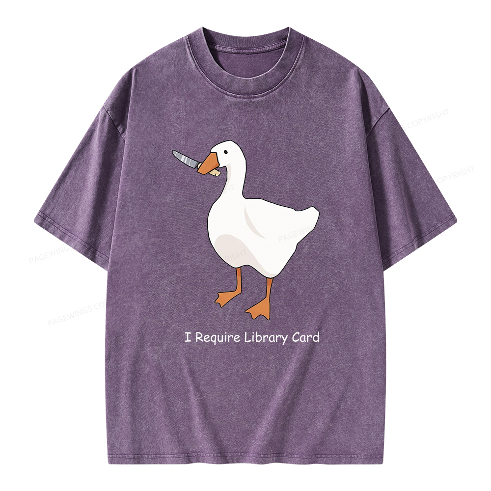 Pagewings I Require Library Card Unisex Washed T-shirt