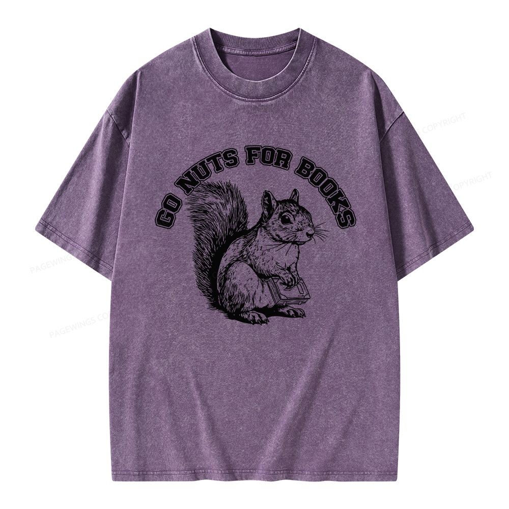 Pagewings Go Nuts For Books Unisex Washed T-shirt