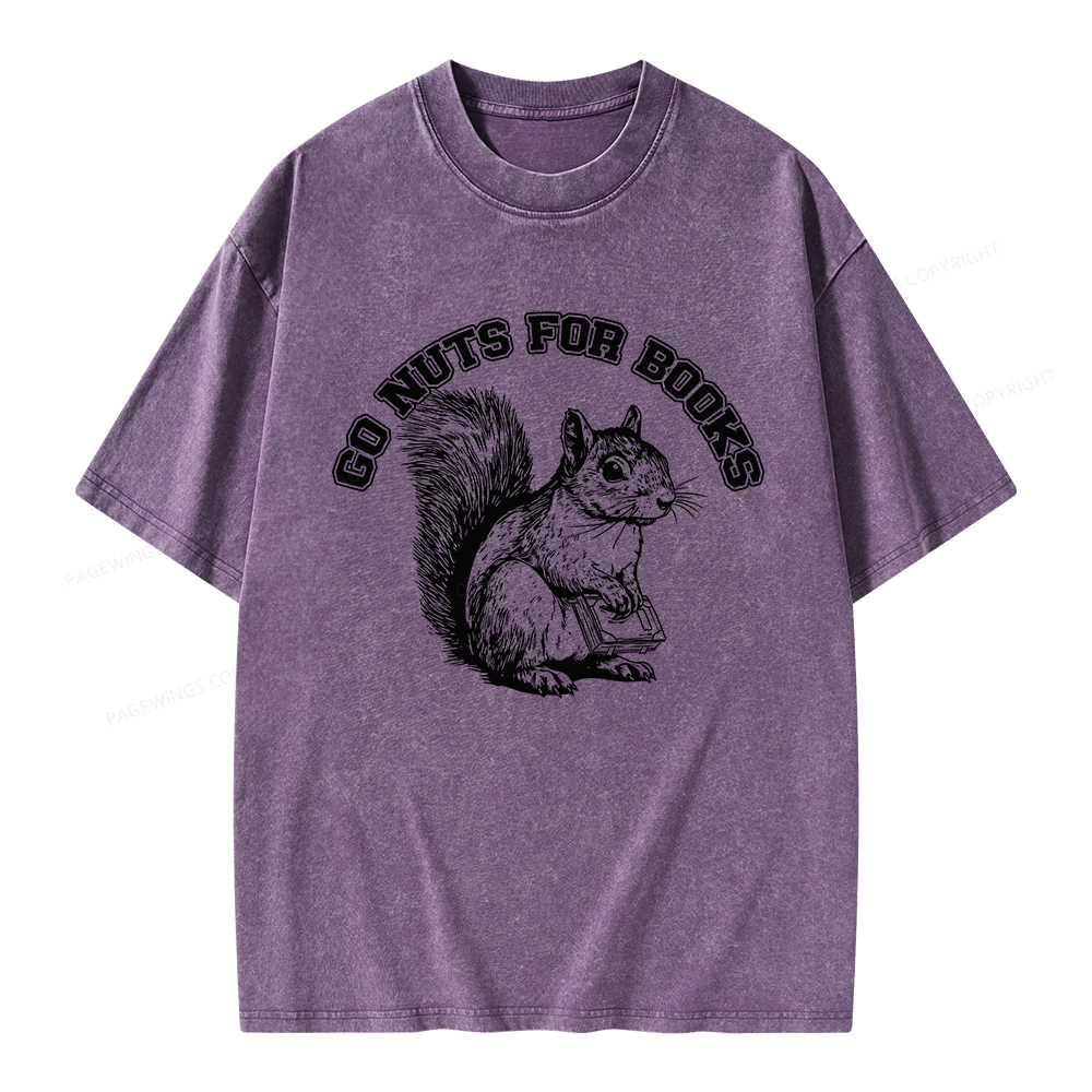 Pagewings Go Nuts For Books Unisex Washed T-shirt