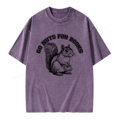Pagewings Go Nuts For Books Unisex Washed T-shirt