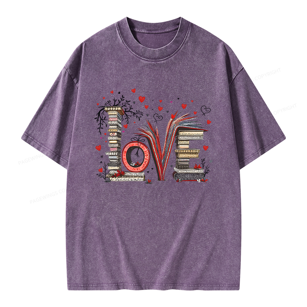 Pagewings Love Books Unisex Washed T-shirt