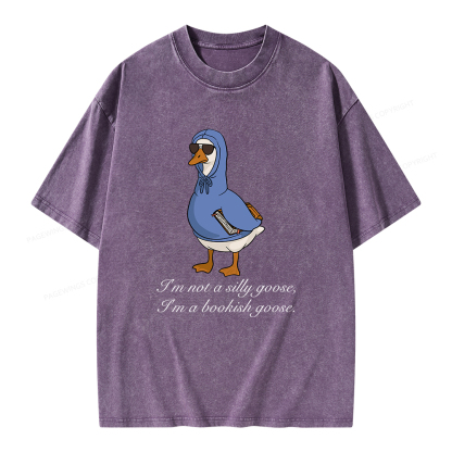 Pagewings I’m Not A Silly Goose I’m A Bookish Goose Unisex Washed T-shirt