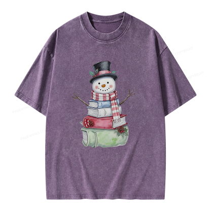 Pagewings Snowman Book Unisex Washed T-shirt