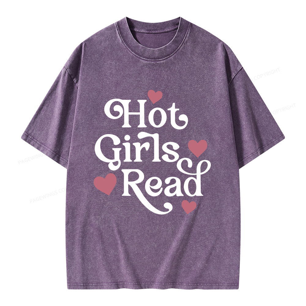 Pagewings Hot Girls Read Unisex Washed T-shirt