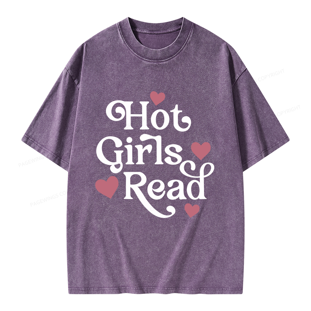 Pagewings Hot Girls Read Unisex Washed T-shirt