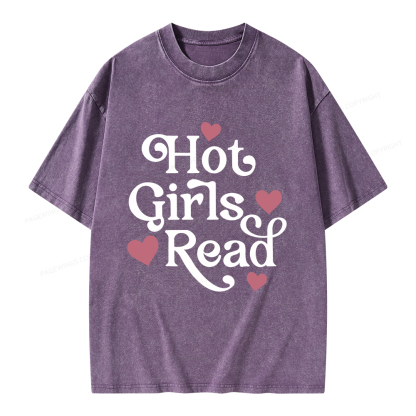 Pagewings Hot Girls Read Unisex Washed T-shirt