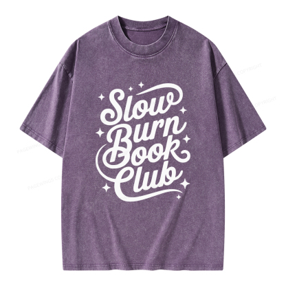 Pagewings Slow Burn Book Club Unisex Washed T-shirt