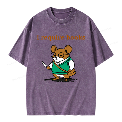 Pagewings I Require Books Unisex Washed T-shirt