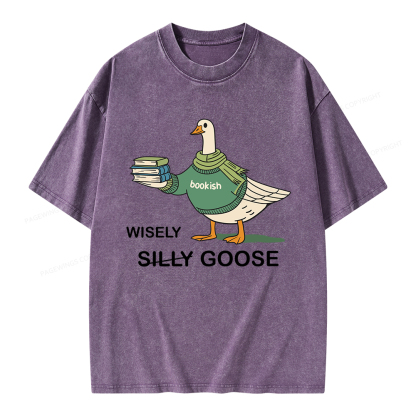 Pagewings Wisely Silly Goose  Unisex Washed T-shirt