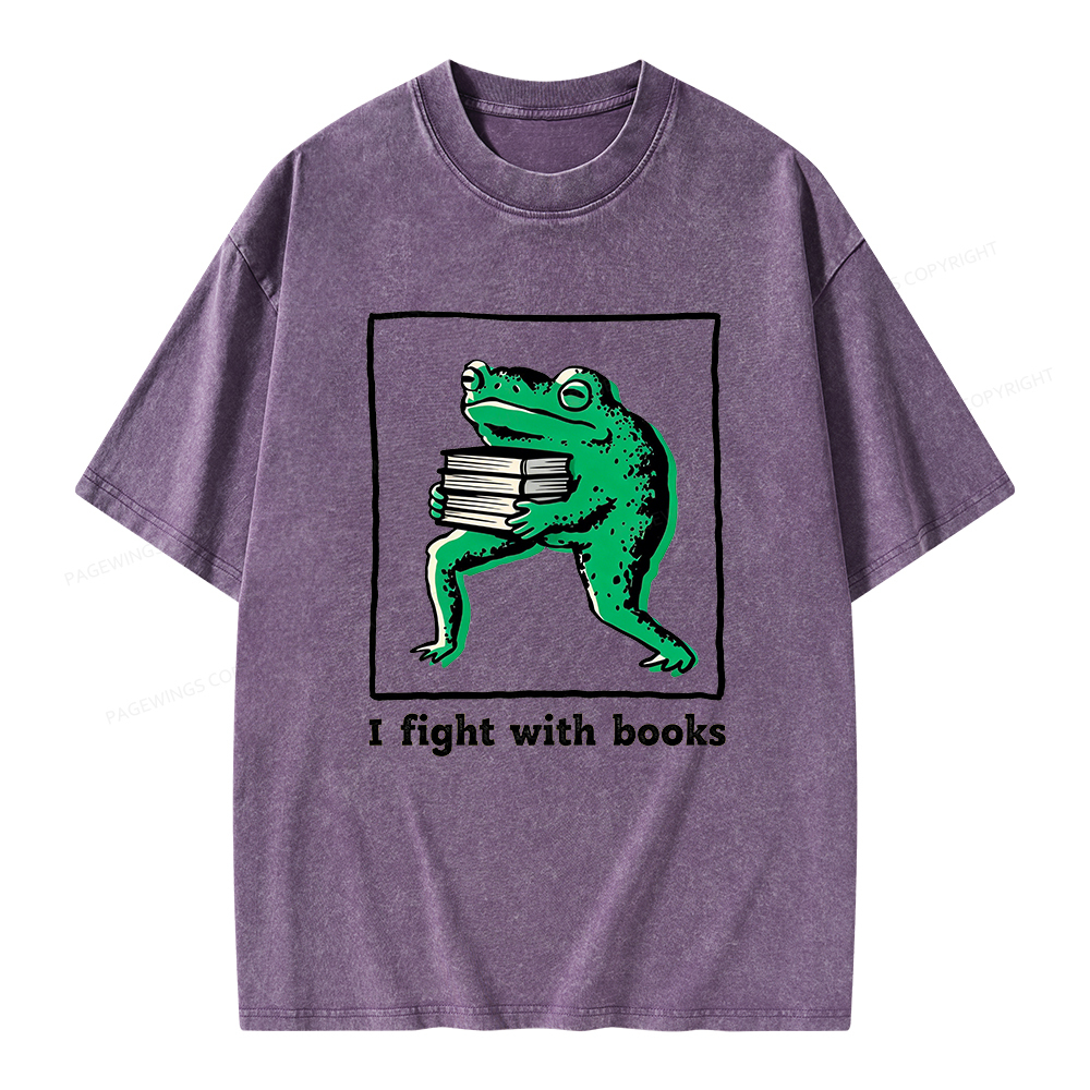 Pagewings I Fight With Books Unisex Washed T-shirt