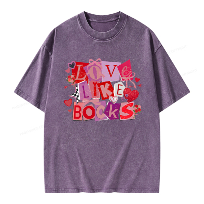 Pagewings Love Like Books Unisex Washed T-shirt