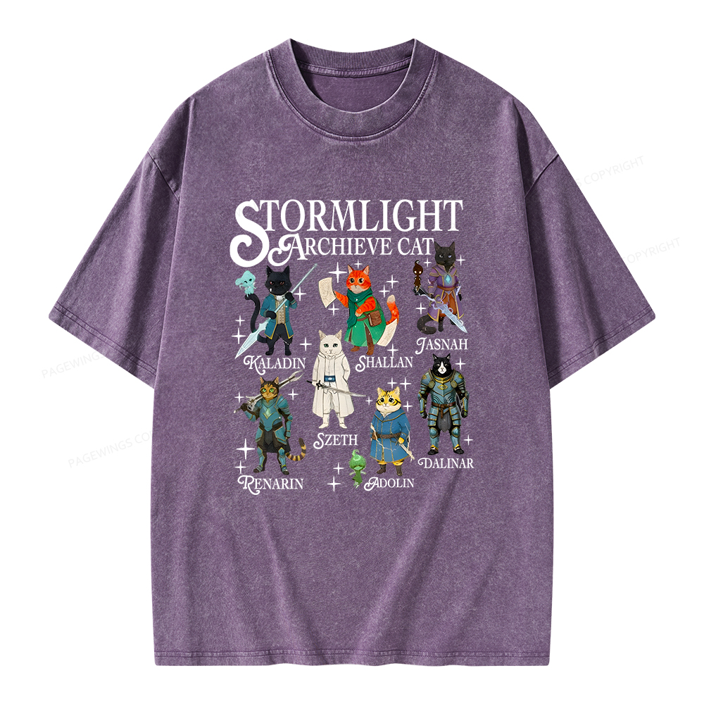 Pagewings Cat Characters Unisex Washed T-shirt