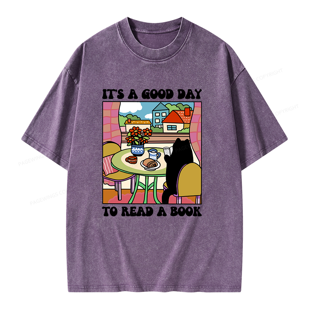 Pagewings It's A Good Day To Read A Book Unisex Washed T-shirt