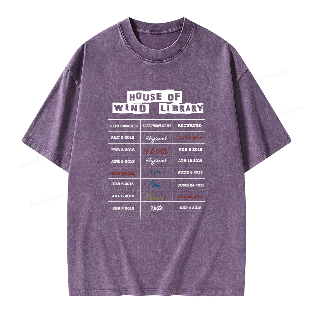 Pagewings House Of Wind Library Unisex Washed T-shirt
